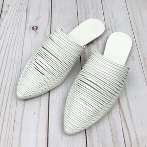 Tory Burch White Leather Sienna Mules NWOB
